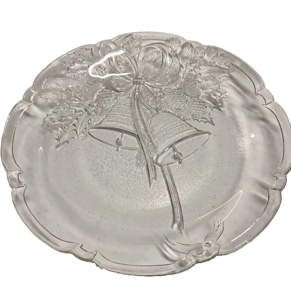 Vintage Mikasa Crystal HOLIDAY BELLS Hostess Platter Christmas Tray 14 3/4